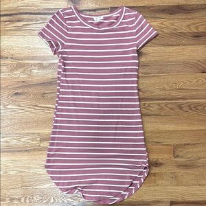 Striped Pink and White T-Shirt Dress